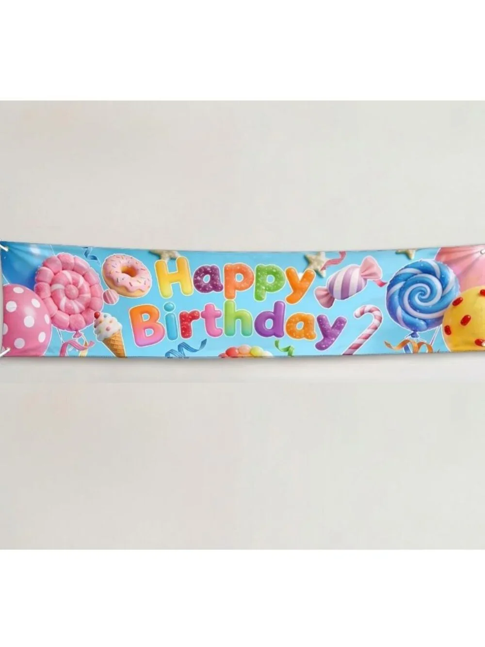 New: Happy Birthday Banner - Candy, Donut and Ice Cream themed. Metal grommets
